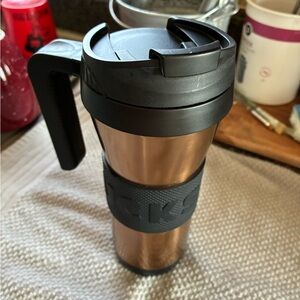 Starbucks Copper Travel Mug with Black Handle and Grip